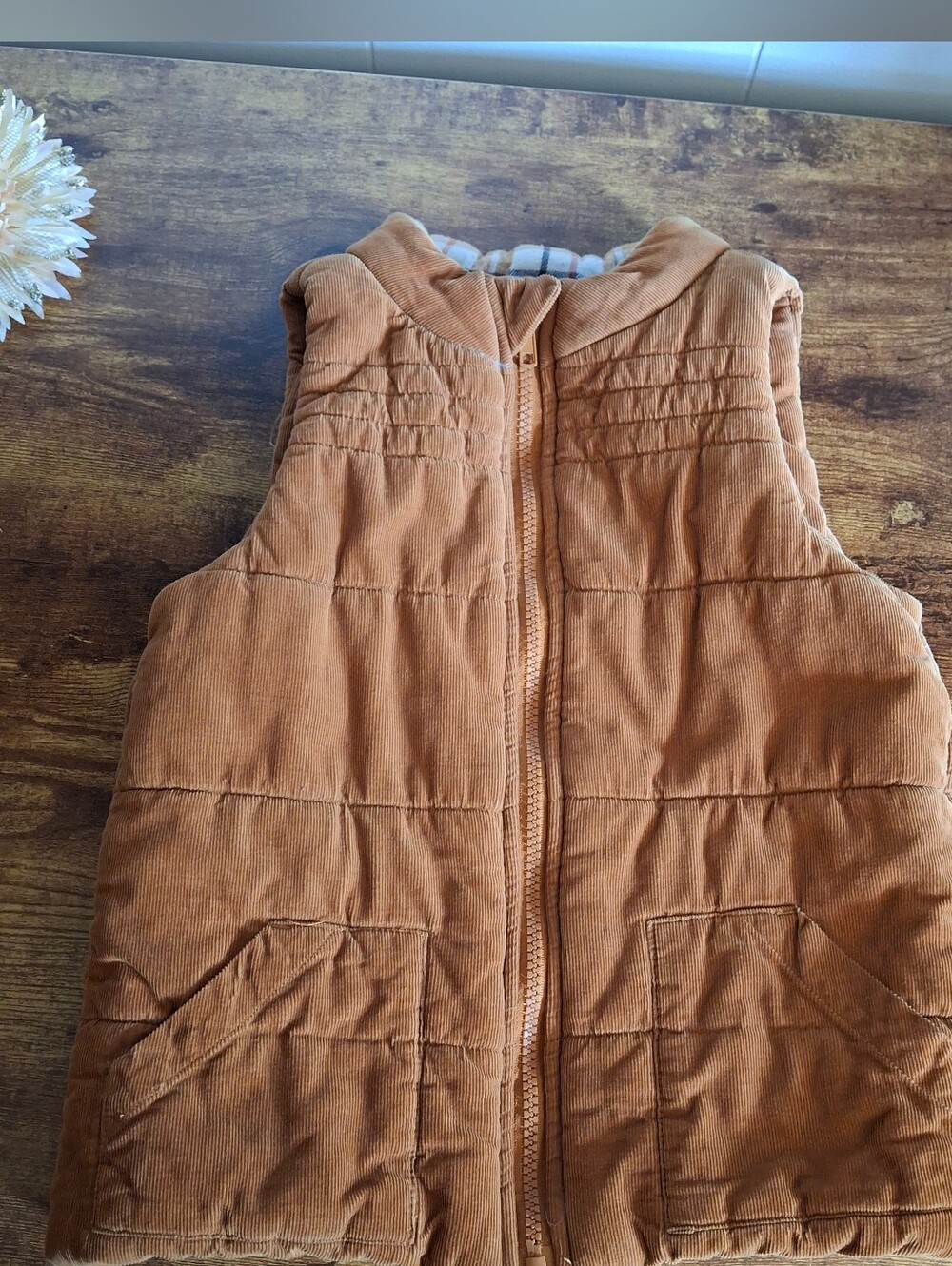 Tahari Kids Corduroy Puffer Vest - Rust Brown Size 7